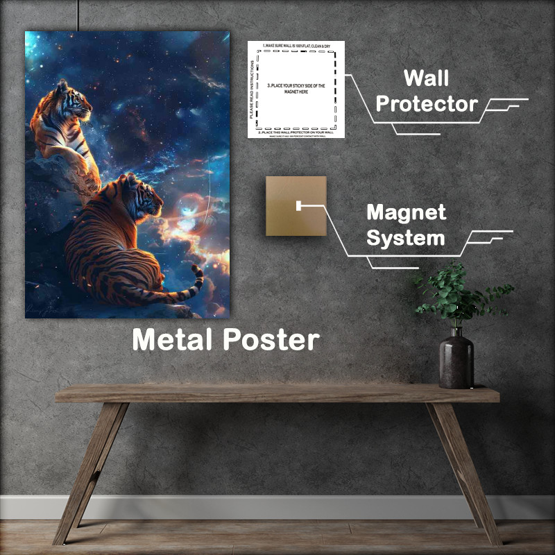 Buy Metal Poster : (Siberian Tigers gazing at the stars)