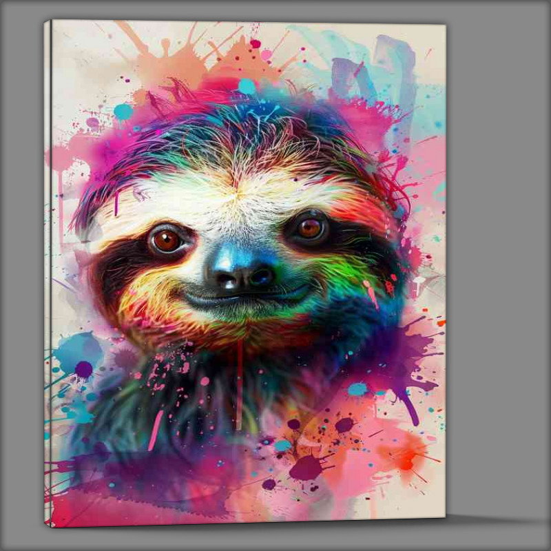 Buy Canvas : (Sloth heas with colour paint splashes)