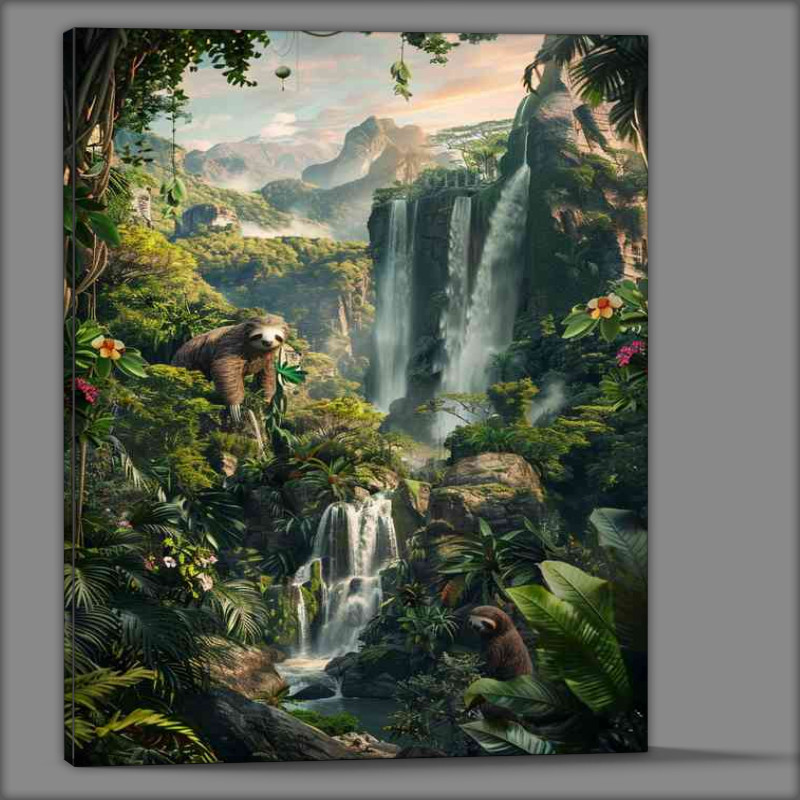 Buy Canvas : (Sloths by the waterfalls)