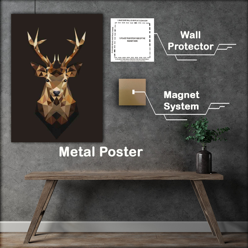 Buy Metal Poster : (Stag heas in geo form)