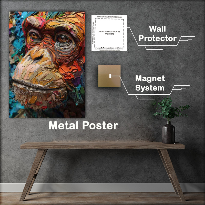 Buy Metal Poster : (Texture a vibrant portrait of a monkey)