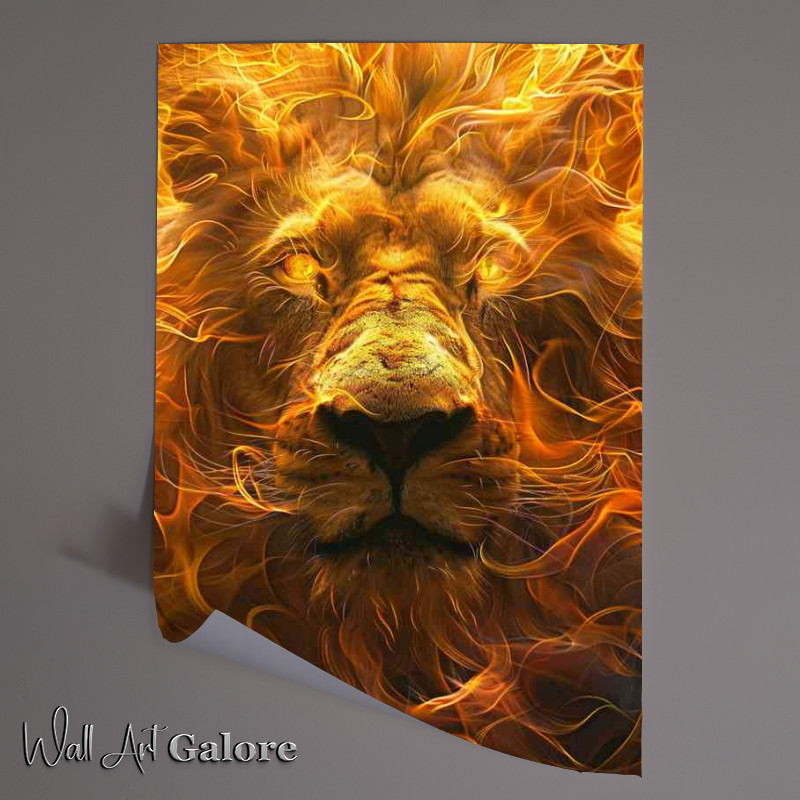 Buy Unframed Poster : (The Golden flamed Lion)