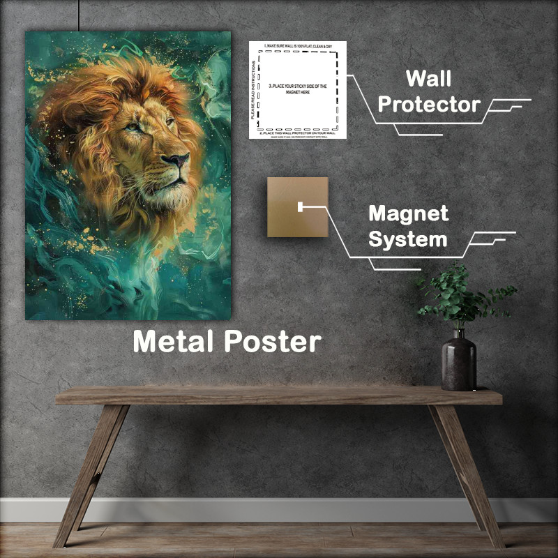 Buy Metal Poster : (The Lion and blue smoke)
