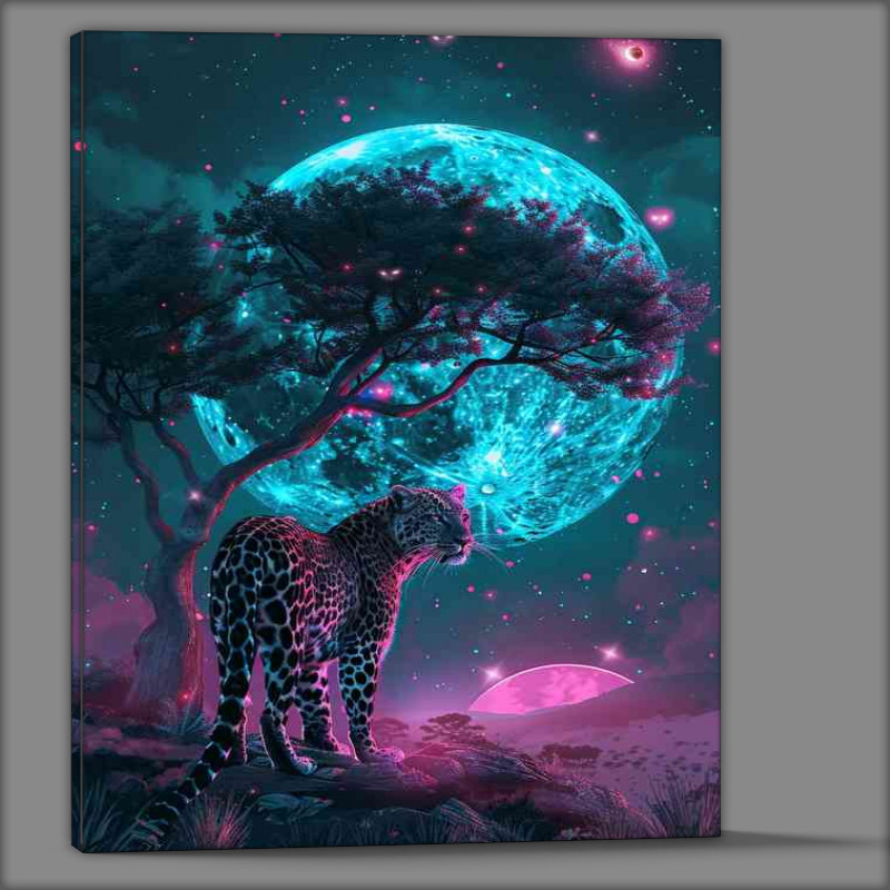 Buy Canvas : (The leopard is standing in front of a tree)