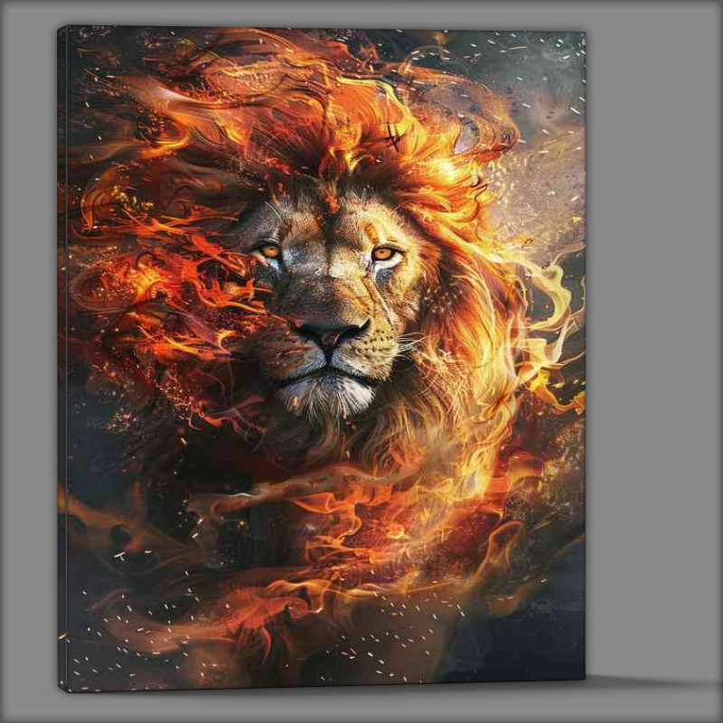 Buy Canvas : (The lion is in flames in the fire)