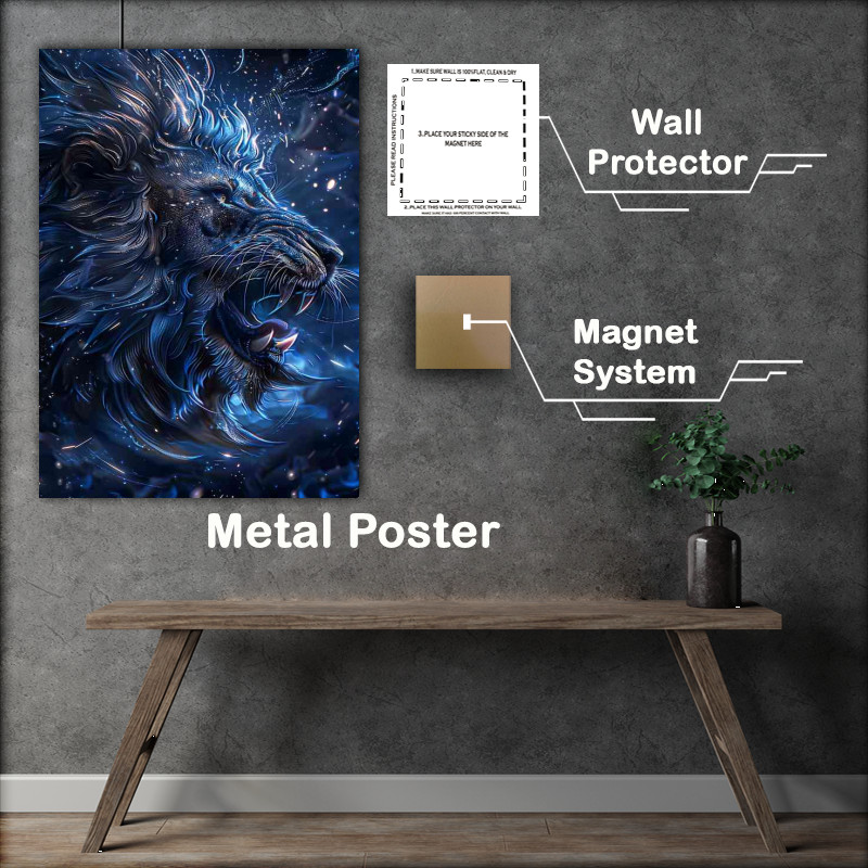 Buy Metal Poster : (The lions head is with a starry sky)