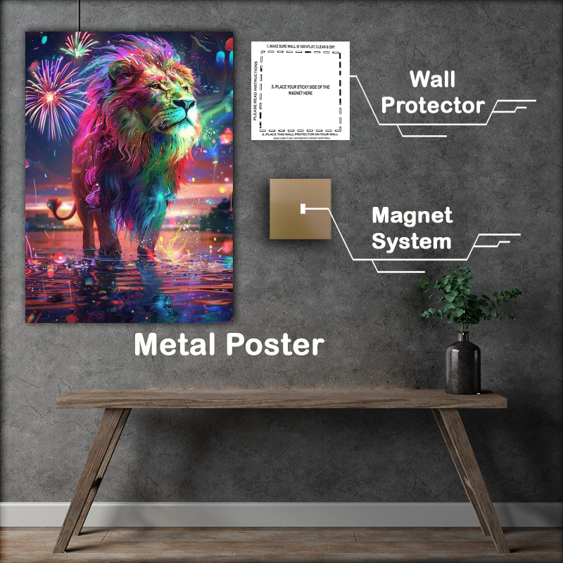 Buy Metal Poster : (Tiger with a colourful sky)