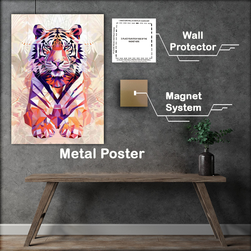 Buy Metal Poster : (Tiger with geometric design)