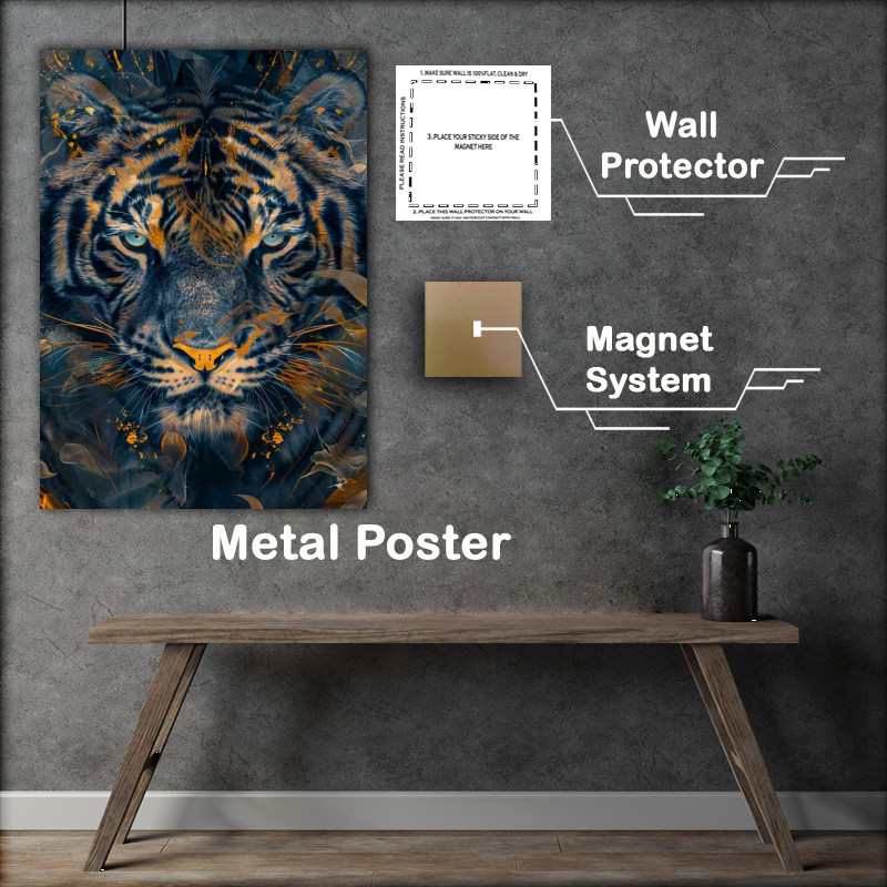 Buy Metal Poster : (Tiger with gold splashed art)