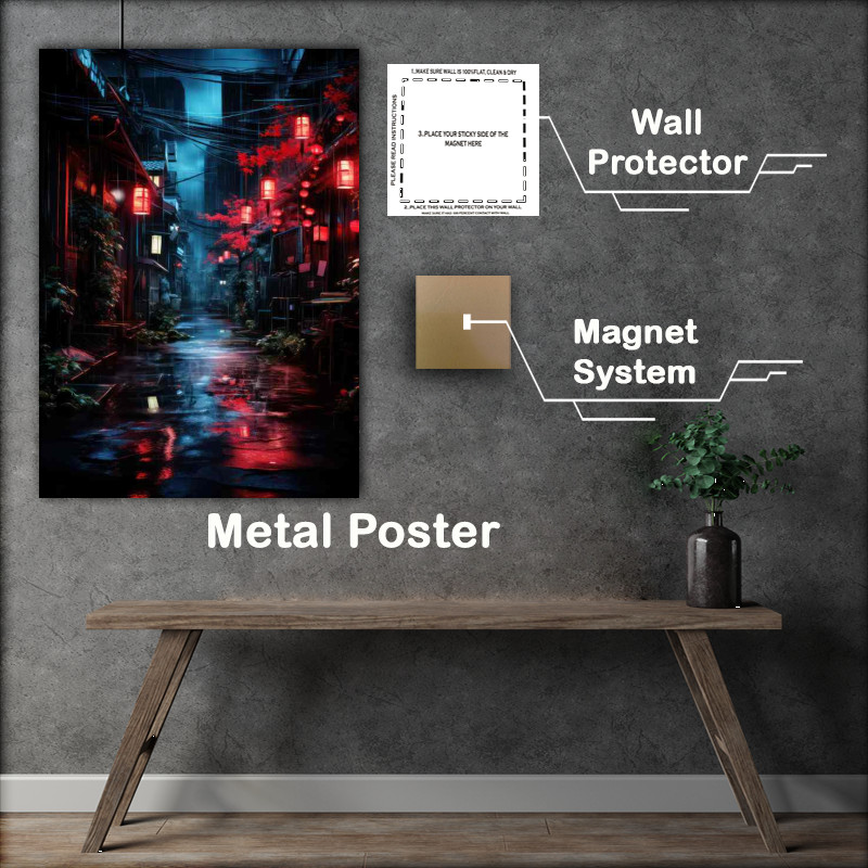 Buy Metal Poster : (Street in japan neo style night)