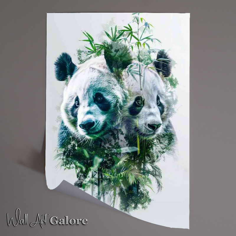 Buy Unframed Poster : (Two Pandas with bamboo)
