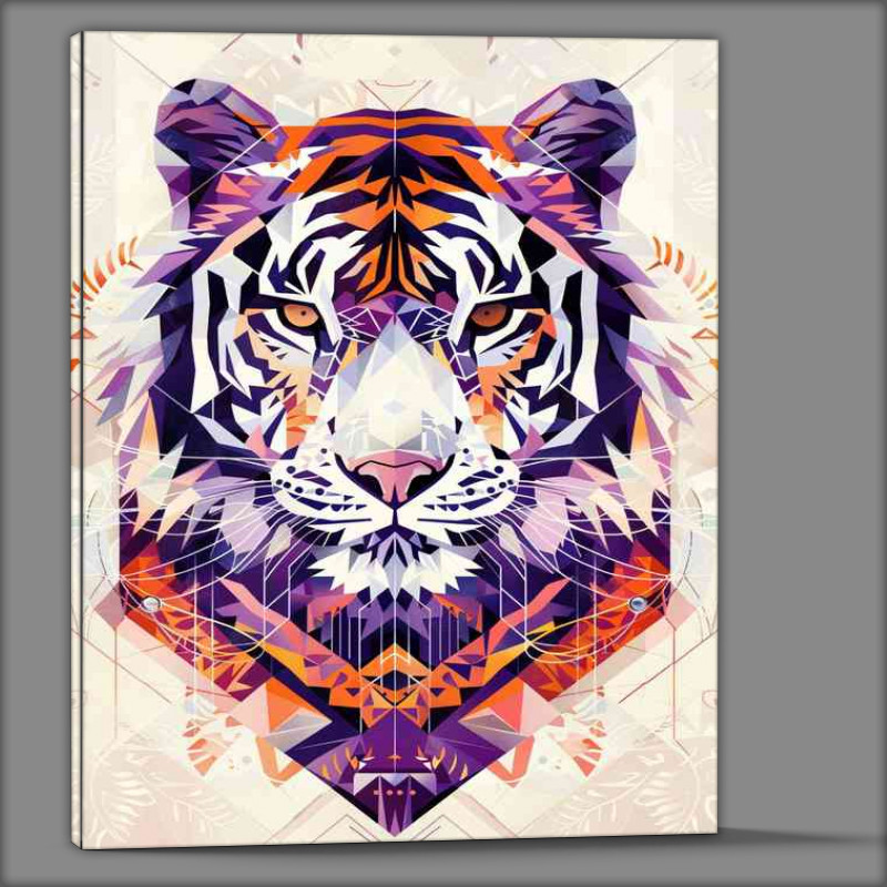 Buy Canvas : (White Tiger and geometric shapes)