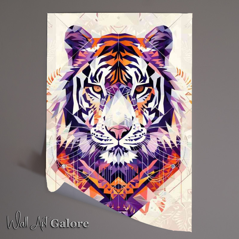 Buy Unframed Poster : (White Tiger and geometric shapes)