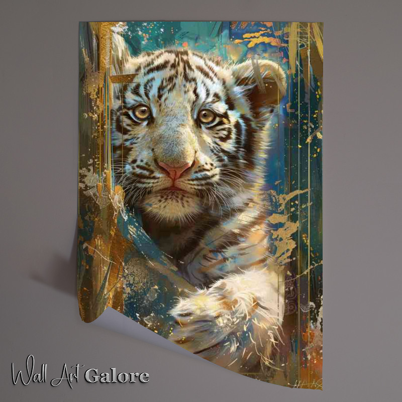 Buy Unframed Poster : (White Tiger behind a tree)