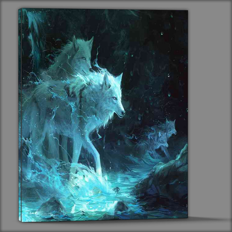 Buy Canvas : (White Wolfs in darkness)