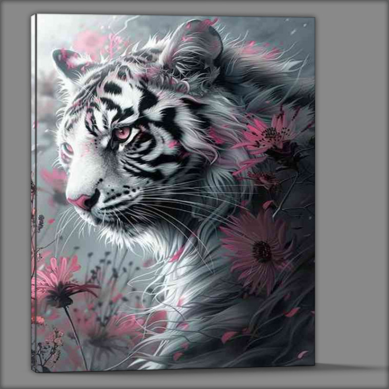 Buy Canvas : (White cat pink flower Tiger)