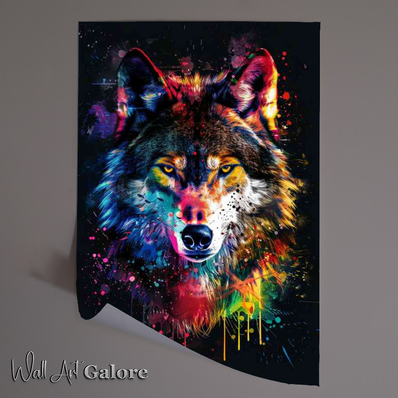 Buy Unframed Poster : (Wild wolf head colourful paint)