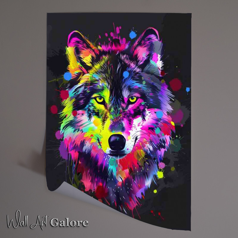 Buy Unframed Poster : (Wolf head with splashed art)