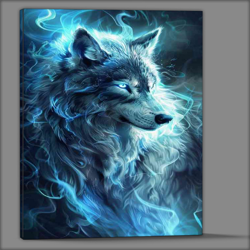 Buy Canvas : (Wolf white glowing eyes blue and silver fur)