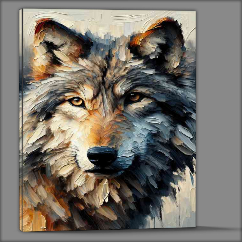 Buy Canvas : (Wolfs face using a heavy palette knife technique)