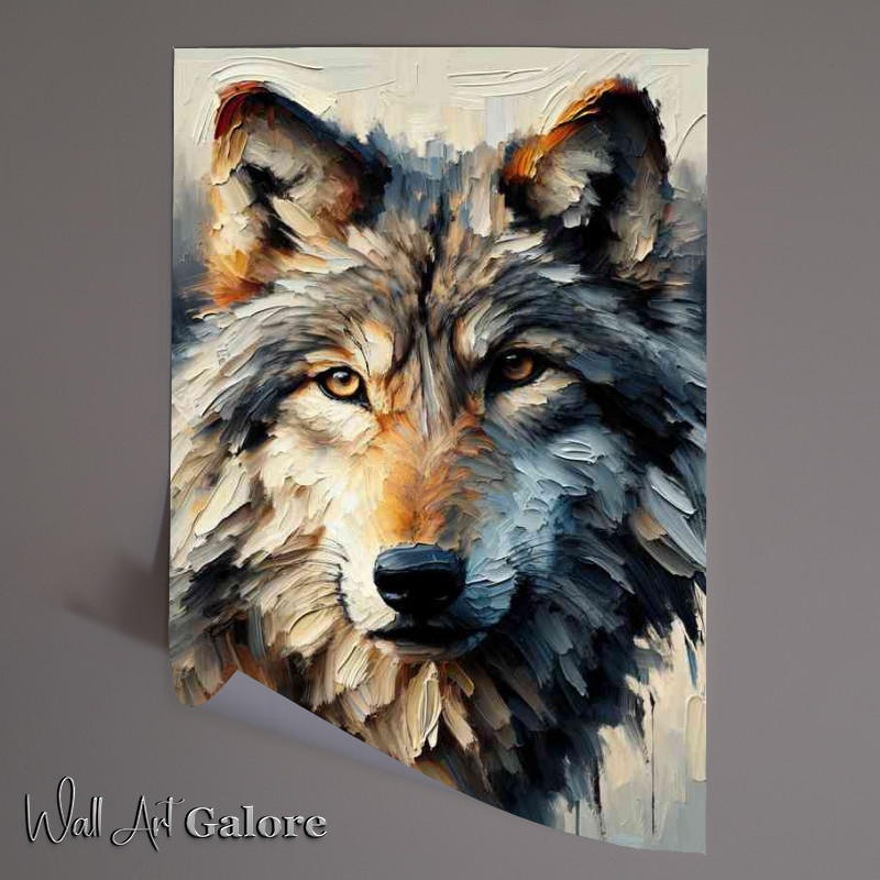 Buy Unframed Poster : (Wolfs face using a heavy palette knife technique)