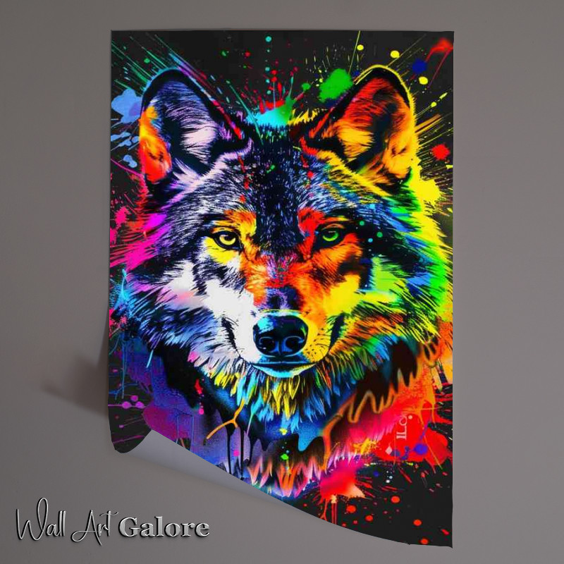 Buy Unframed Poster : (Wolfs head with paint splashes)