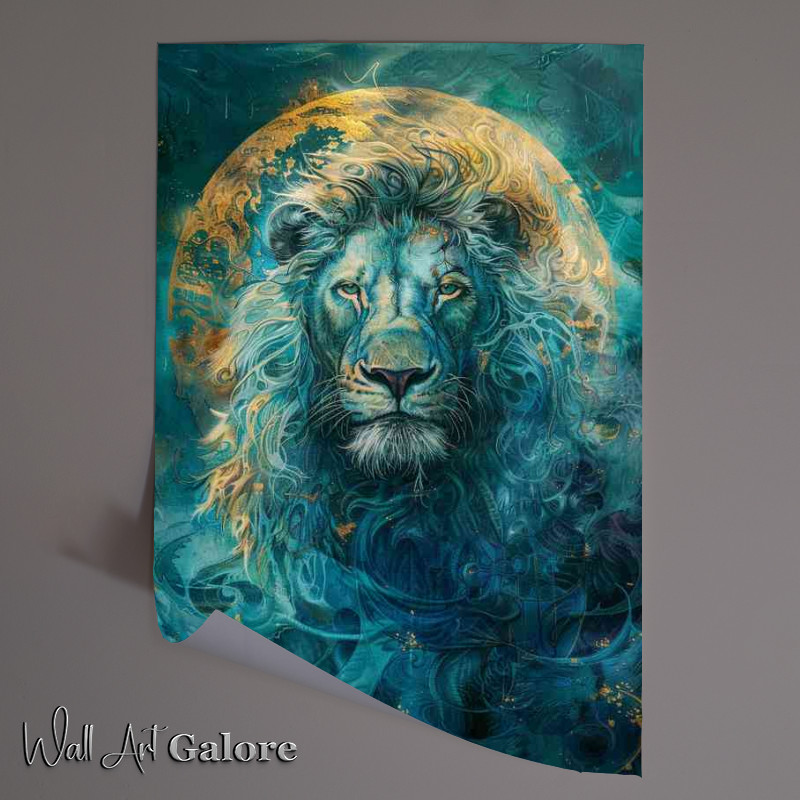 Buy Unframed Poster : (full moon and blue Lion)