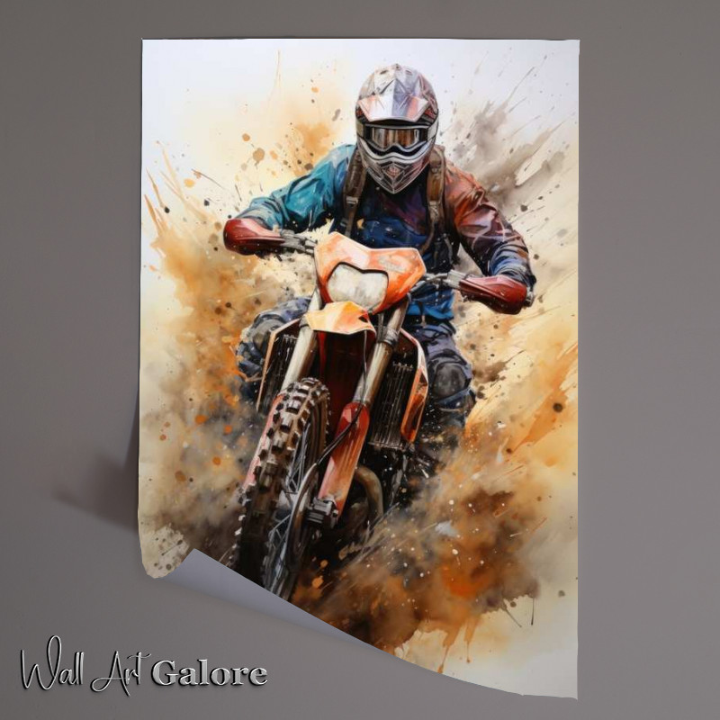 Buy Unframed Poster : (Dirtbike riding on a motorcross track)