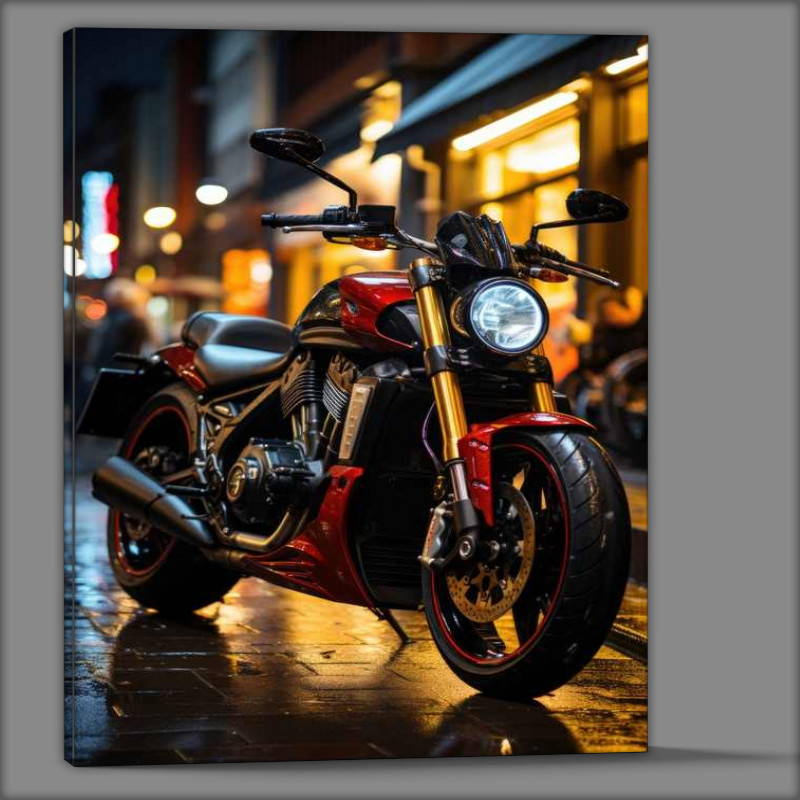Buy Canvas : (Motorbike parked up on the road)