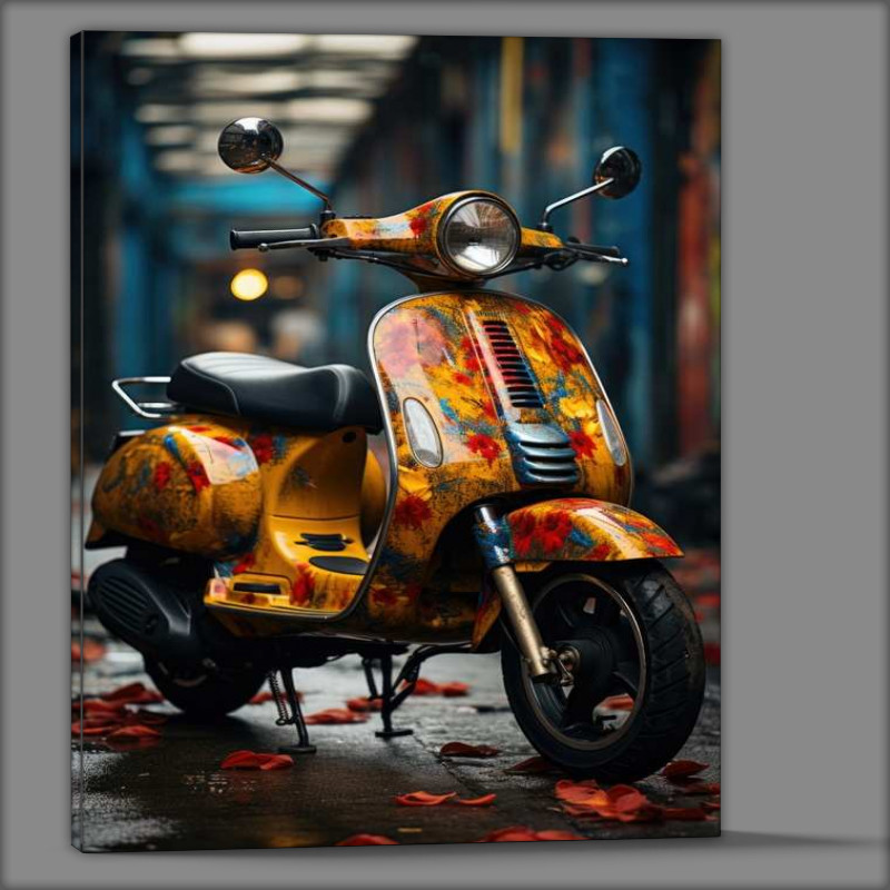 Buy Canvas : (Multi coloured scooter splashed art)
