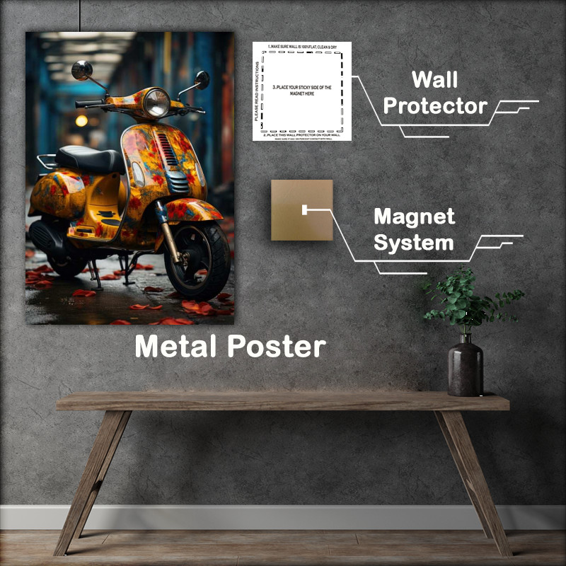Buy Metal Poster : (Multi coloured scooter splashed art)