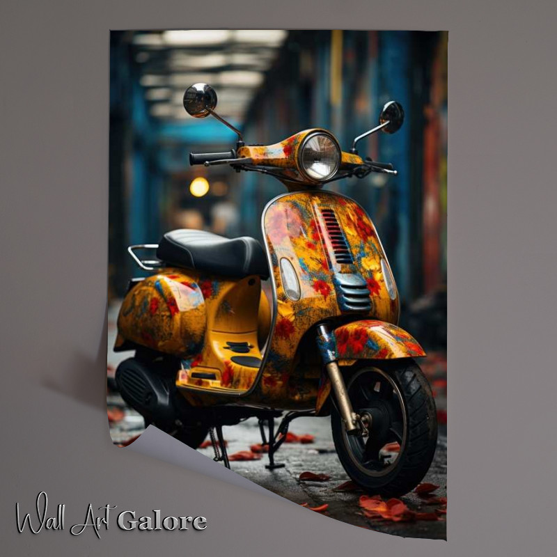 Buy Unframed Poster : (Multi coloured scooter splashed art)