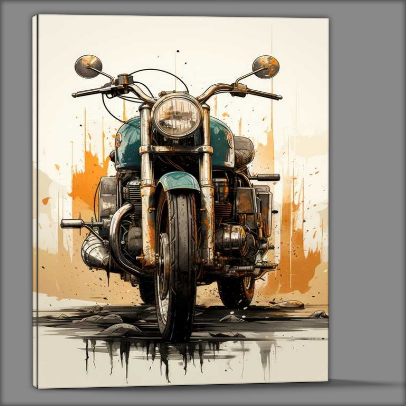 Buy Canvas : (Retro style motor bike in blue)