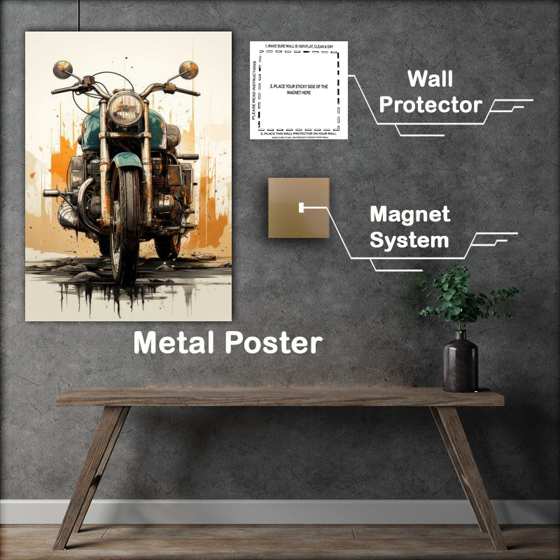Buy Metal Poster : (Retro style motor bike in blue)