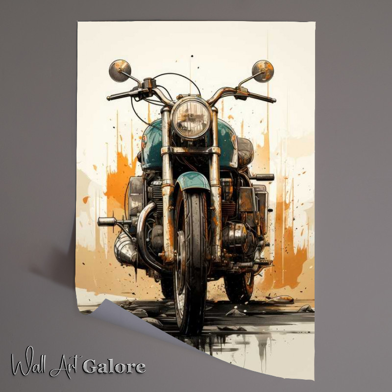 Buy Unframed Poster : (Retro style motor bike in blue)