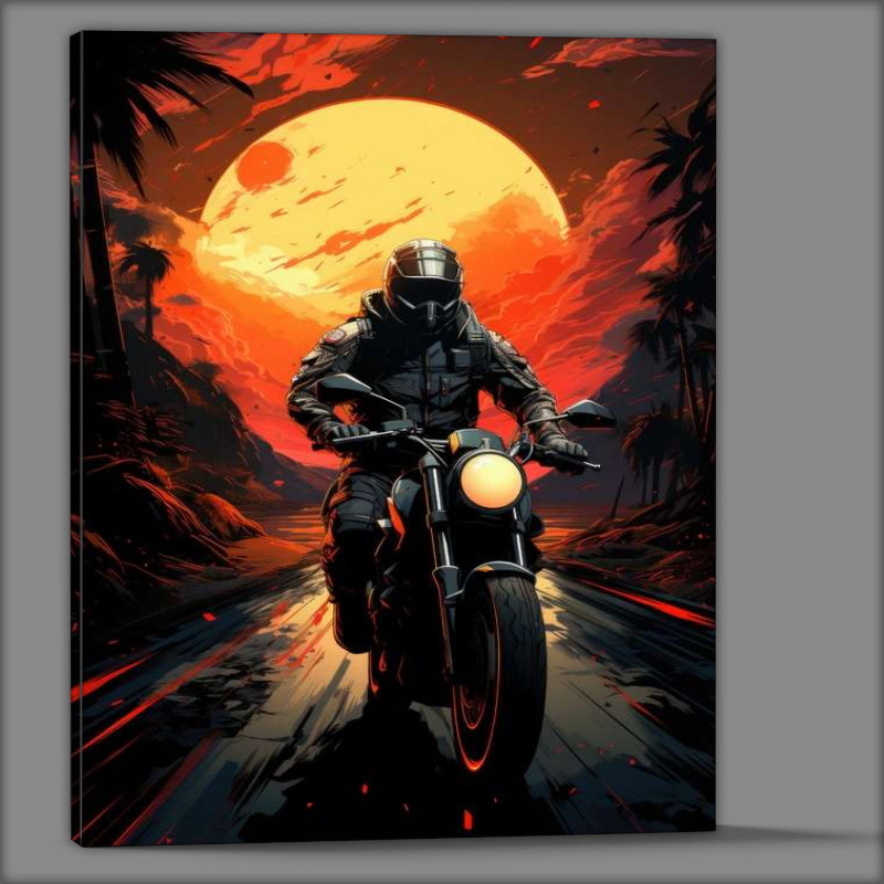 Buy Canvas : (Riding down the sunset on a bike)