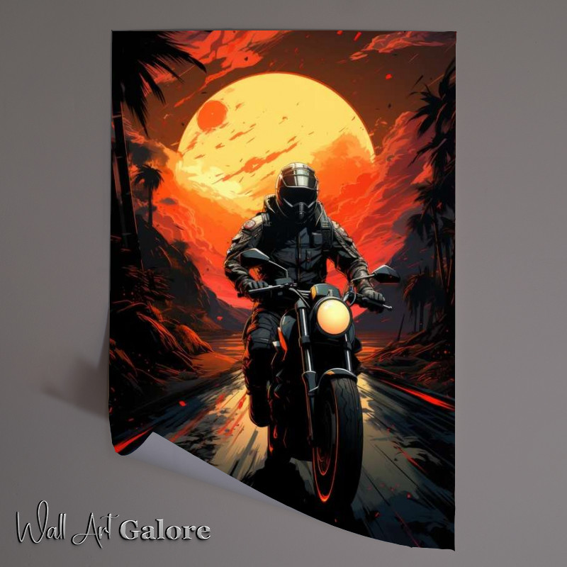 Buy Unframed Poster : (Riding down the sunset on a bike)
