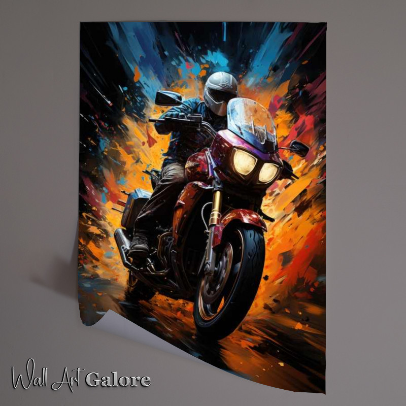 Buy Unframed Poster : (Road bike with splash art colours)