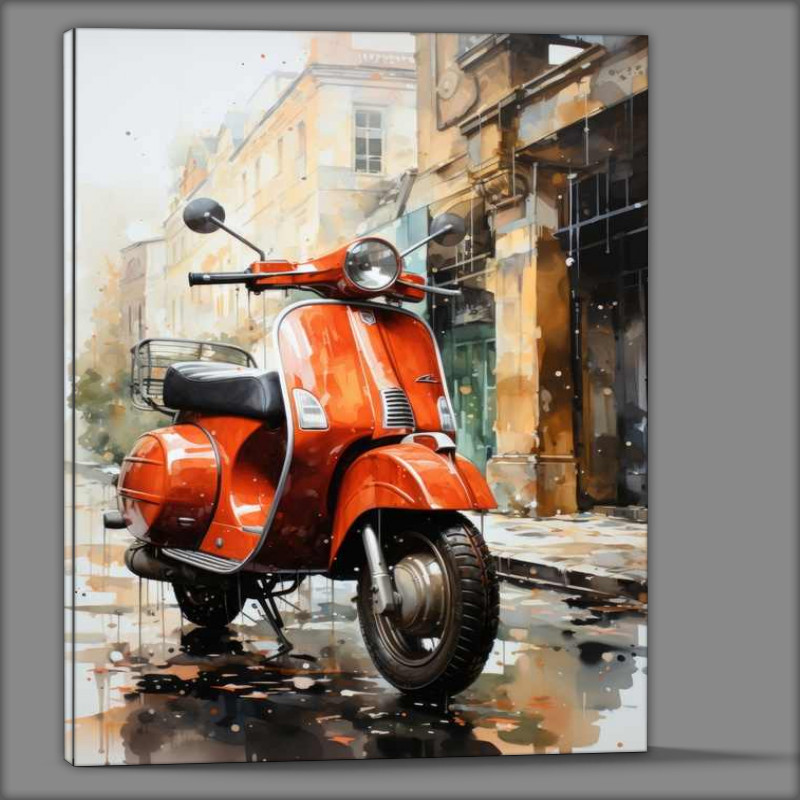 Buy Canvas : (The little red Lambretta in watercolour)