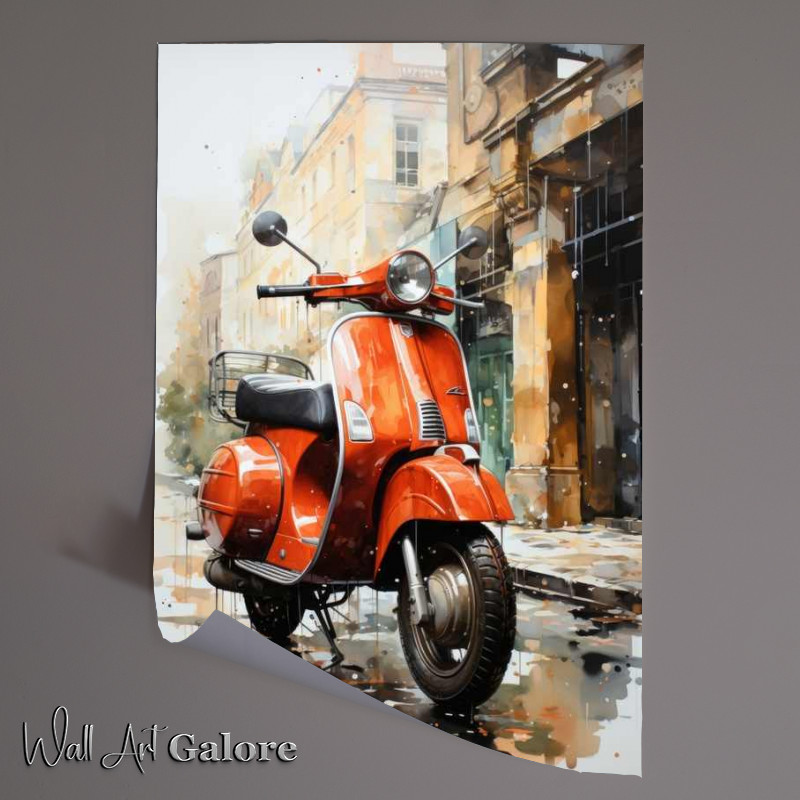 Buy Unframed Poster : (The little red Lambretta in watercolour)