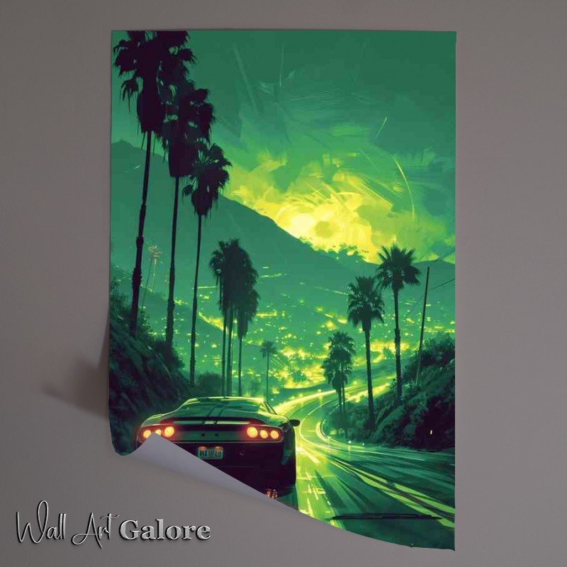 Buy Unframed Poster : (Car driving on the road in the green valley)