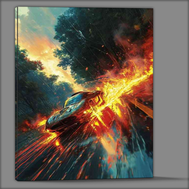 Buy Canvas : (Car tyres on fire drifting)