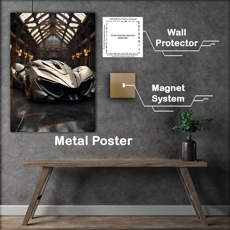 Buy Metal Poster : (Electric future concept car in silver)