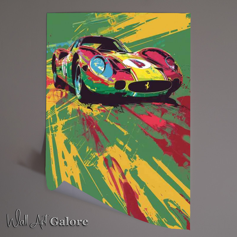 Buy Unframed Poster : (Ferrari Le Mans race car multi coloured)