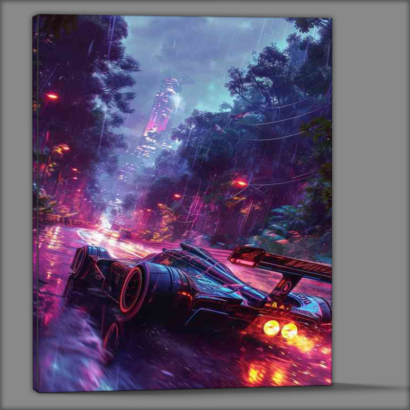 Buy Canvas : (Futuristic car glowing purple colours)