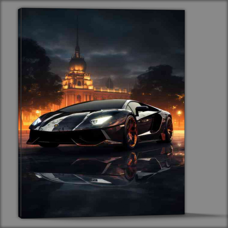 Buy Canvas : (Lamborghini at night in black)