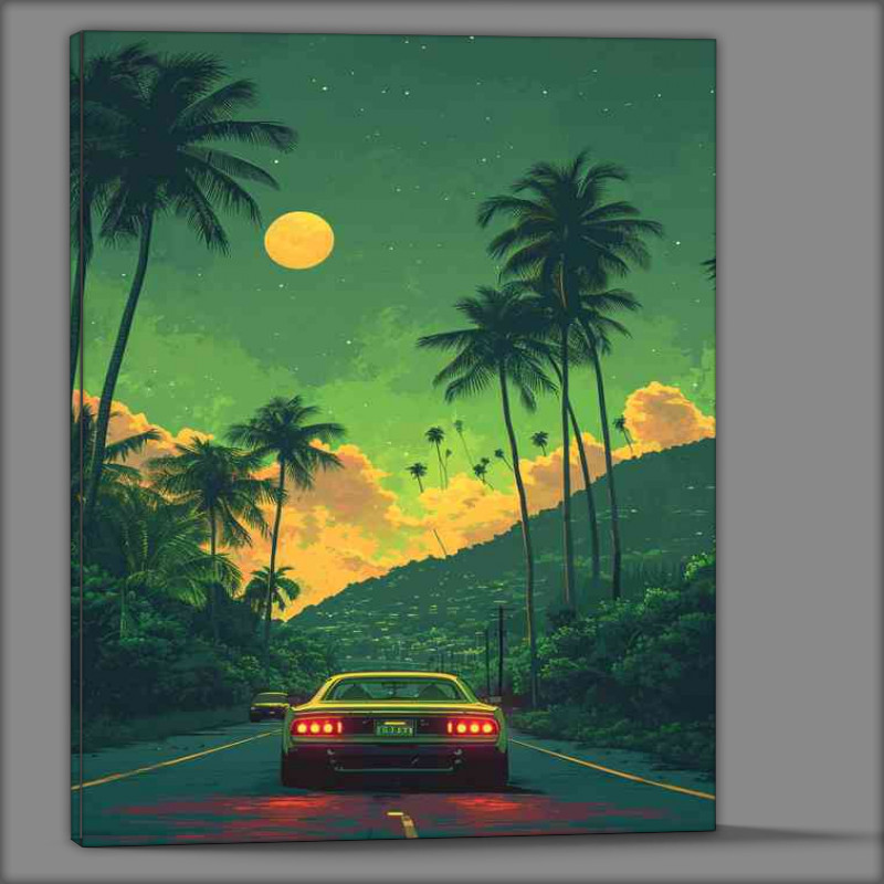 Buy Canvas : (Muscle car driving down the road)
