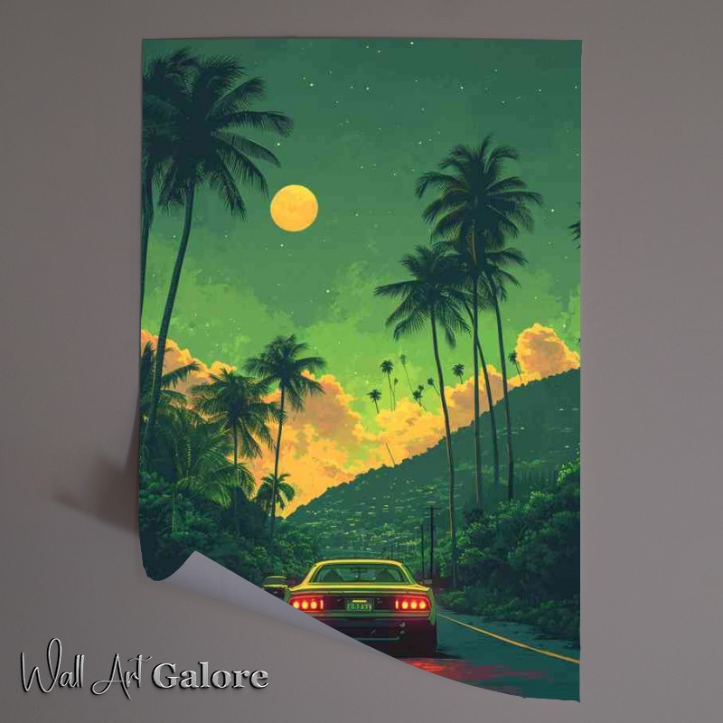 Buy Unframed Poster : (Muscle car driving down the road)