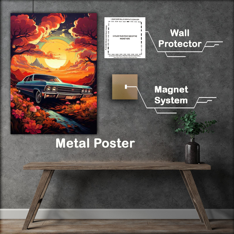 Buy Metal Poster : (Muscle car in the autumn)