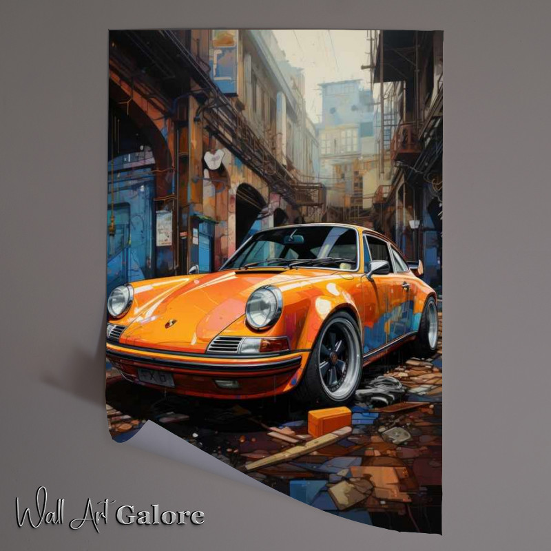 Buy Unframed Poster : (Orange Porsche art style)
